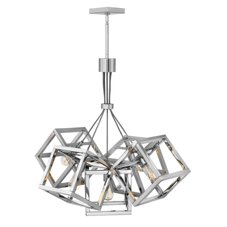 Ensemble Five Light Cluster Geometric Square Chandelier