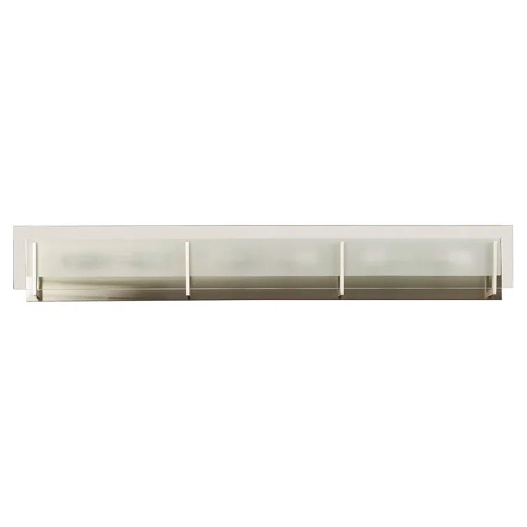 Latitude Sleek 6-Light Brushed Nickel Outdoor Bath Bar with Clear Etched Glass