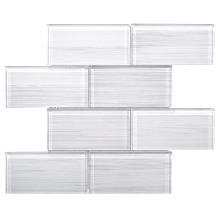 Premium Hand Painted 3" x 6" Straight Edge Glass Mosaic Subway Tile