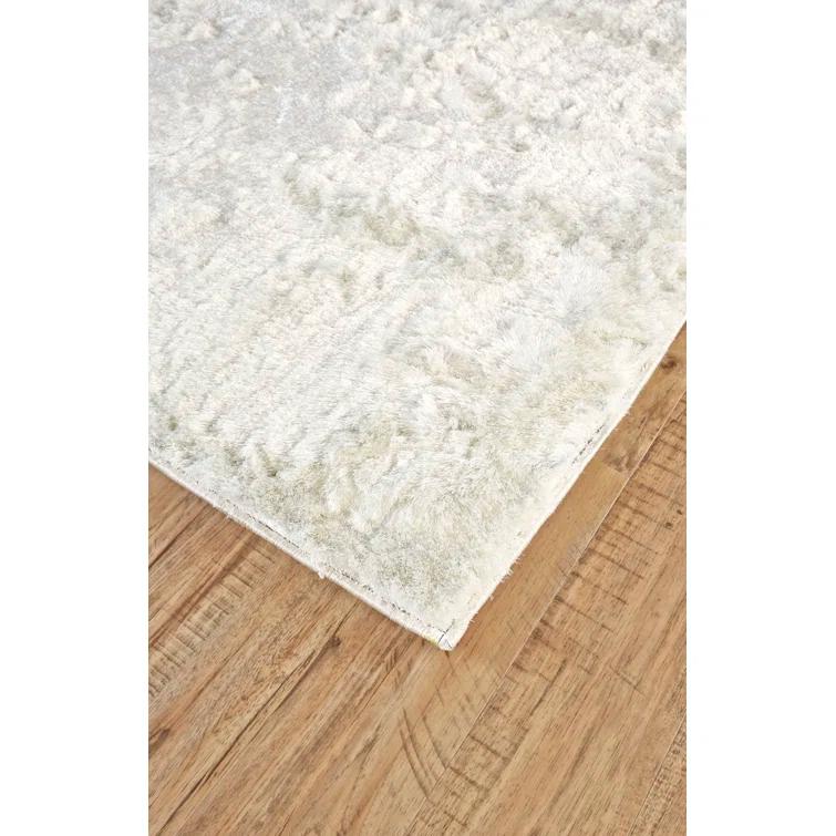 Freya Plush Shag Area Rug with Metallic Sheen, Bright White, 7ft-6in x 9ft-6in