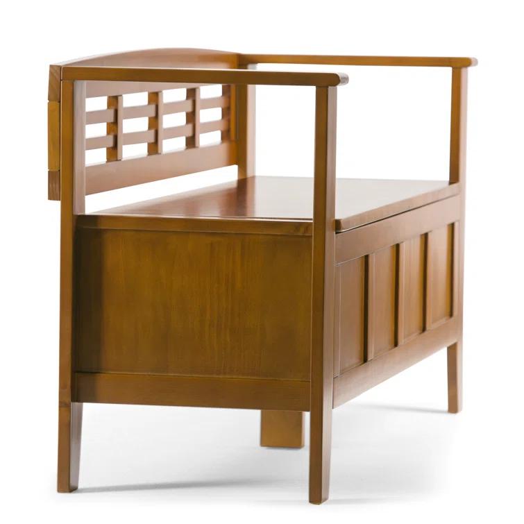 Simpli Home Adams Solid Wood Entryway Lift Top Storage Bench