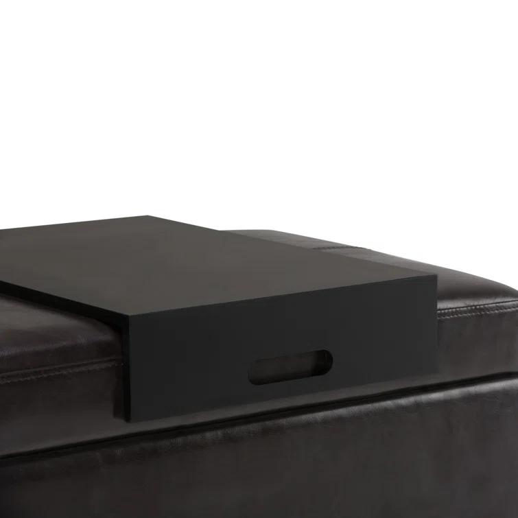 Simpli Home Oregon 42"W Upholstered Storage Ottoman Bench with Lift-Top Lid and Tray