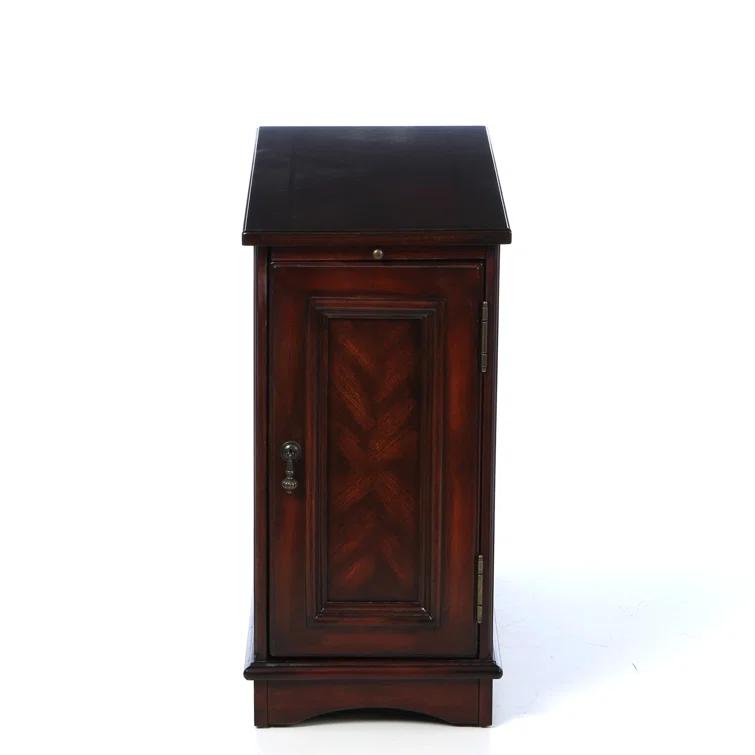 Plantation Cherry Wood Rectangular Side Table with Storage
