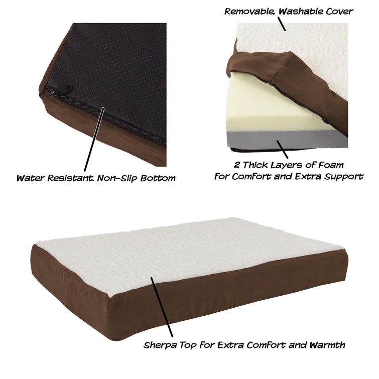PETMAKER Orthopedic Dog Bed - Memory Foam Crate Mat with Machine Washable Cover