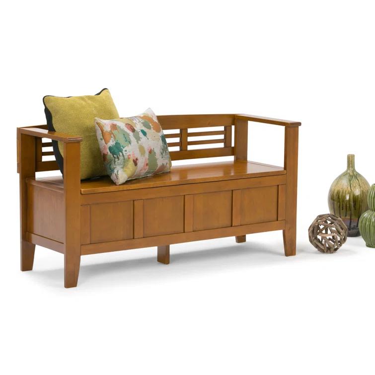Simpli Home Adams Solid Wood Entryway Lift Top Storage Bench