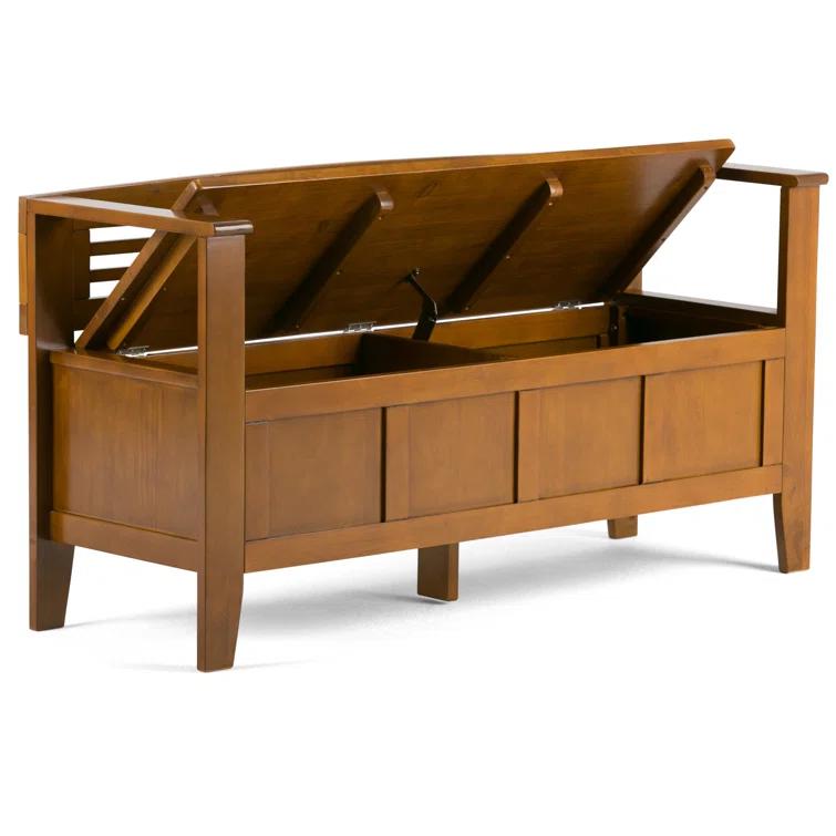 Simpli Home Adams Solid Wood Entryway Lift Top Storage Bench