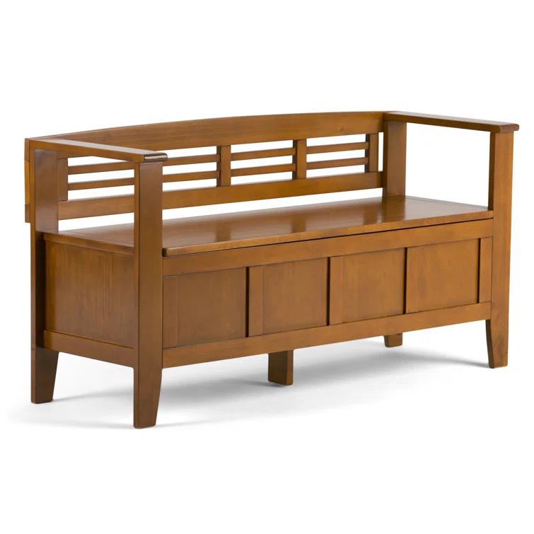Simpli Home Adams Solid Wood Entryway Lift Top Storage Bench