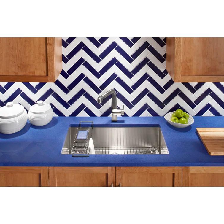 Strive® 32" L x 18.25" W Undermount Single Bowl Kitchen Sink with Basin Rack