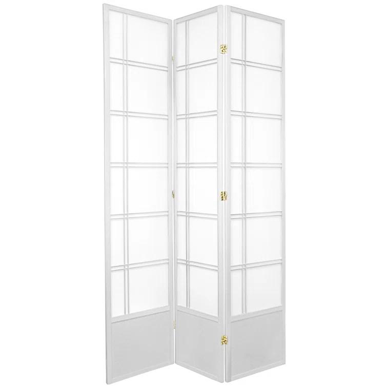 Oriental Furniture 7 ft. Tall Double Cross Shoji Screen - White - 3 Panel