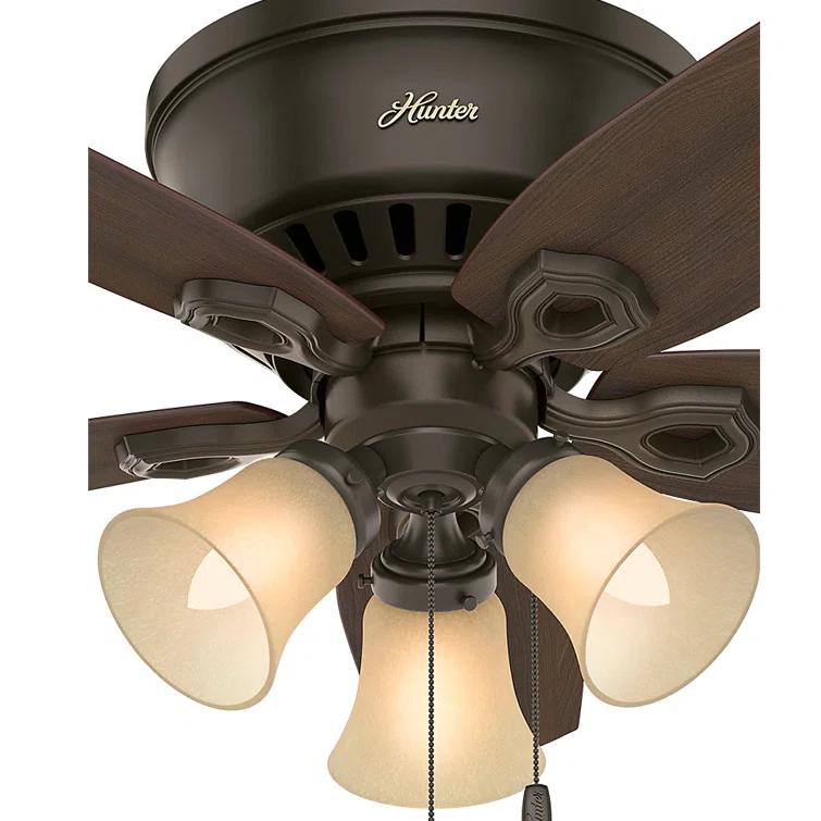Hunter Fan 42" Builder Low Profile 5 - Blade Flush Mount Ceiling Fan with Pull Chain and Light Kit Included