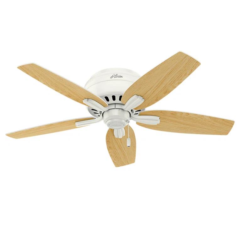 Newsome 42" 5 - Blade Traditional Flush Mount Indoor Ceiling Fan with Lights and Pull Chains