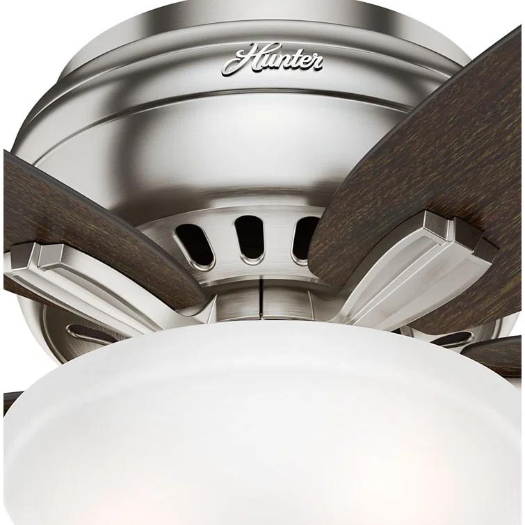 Newsome 42" 5 - Blade Traditional Flush Mount Indoor Ceiling Fan with Lights and Pull Chains