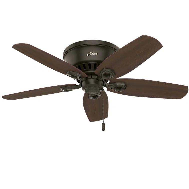 Hunter Fan 42" Builder Low Profile 5 - Blade Flush Mount Ceiling Fan with Pull Chain and Light Kit Included