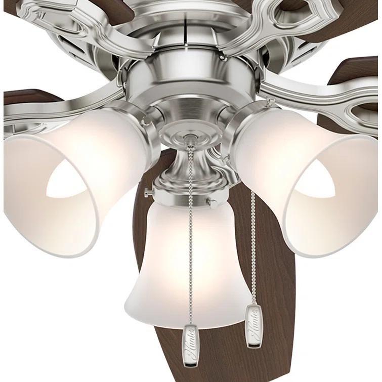 Builder Low Profile 52" 5 - Blade Flush Mount Ceiling Fan with Lights and Pull Chains