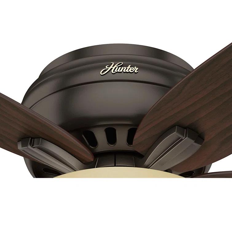 Hunter Fan Newsome 42" 5 - Blade Traditional Flush Mount Indoor Ceiling Fan with Lights and Pull Chains