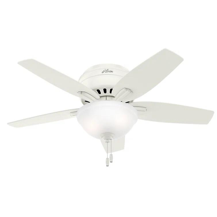 Newsome 42" 5 - Blade Traditional Flush Mount Indoor Ceiling Fan with Lights and Pull Chains