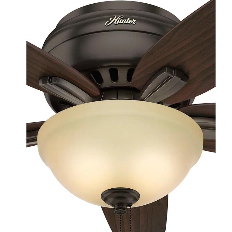 Hunter Fan Newsome 42" 5 - Blade Traditional Flush Mount Indoor Ceiling Fan with Lights and Pull Chains