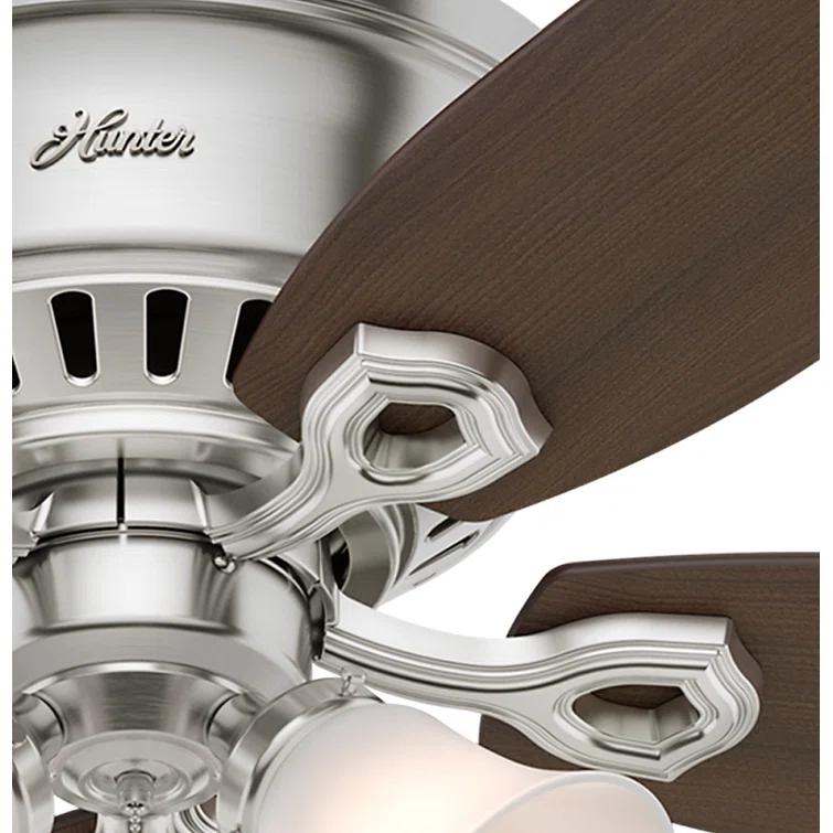 Builder Low Profile 52" 5 - Blade Flush Mount Ceiling Fan with Lights and Pull Chains