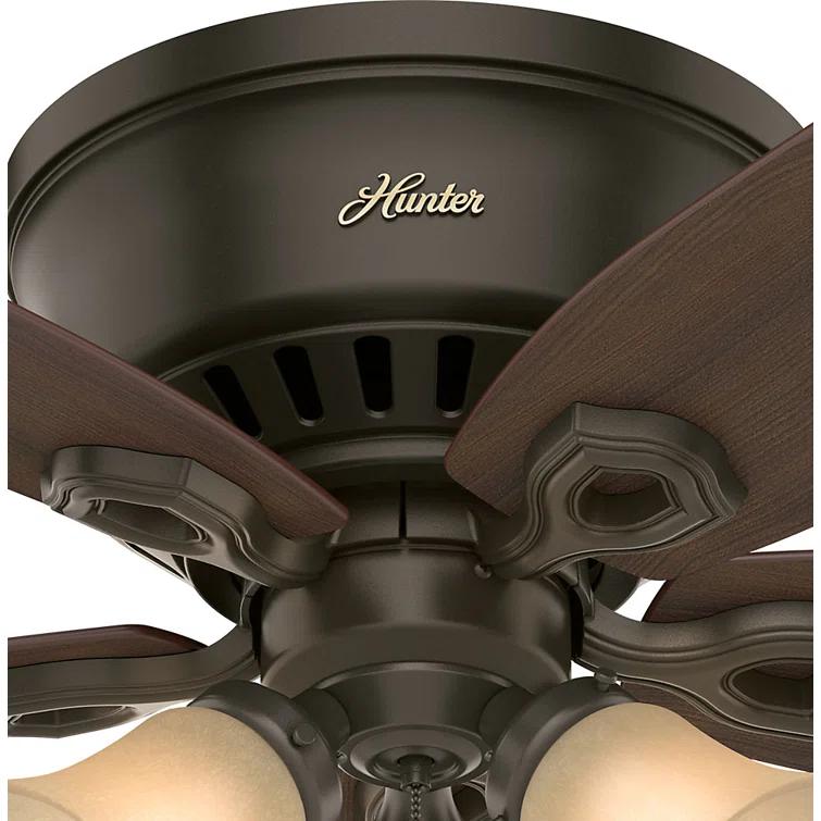 Hunter Fan 42" Builder Low Profile 5 - Blade Flush Mount Ceiling Fan with Pull Chain and Light Kit Included