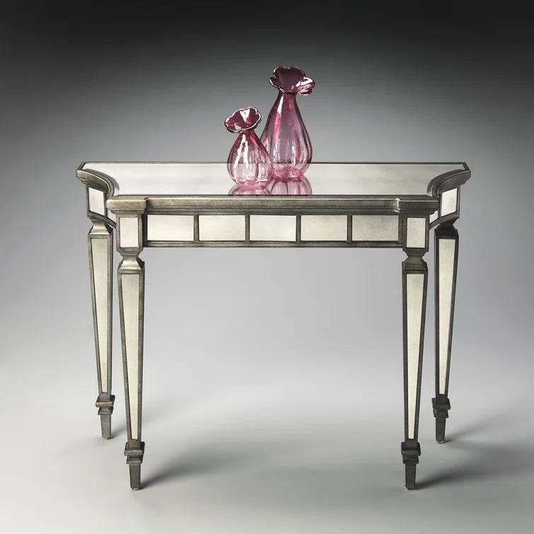 Butler Specialty Masterpiece Mirrored Demilune Console Table In Pewter