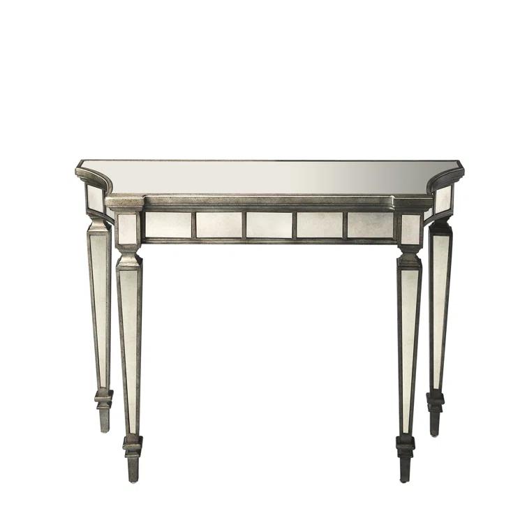 Butler Specialty Masterpiece Mirrored Demilune Console Table In Pewter