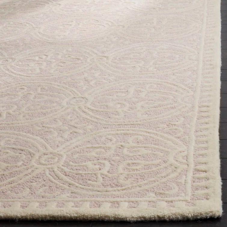SAFAVIEH Cambridge Leslie Geometric Wool Runner Rug, Light Pink/Ivory, 2'6" x 10'