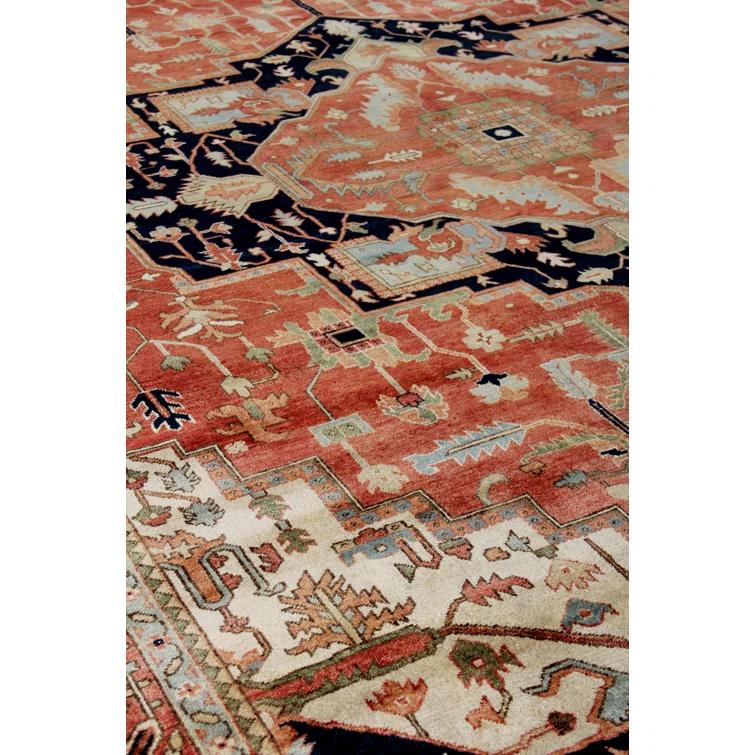 Fine Serapi Oriental Hand-Knotted Wool Rust/Ivory Area Rug