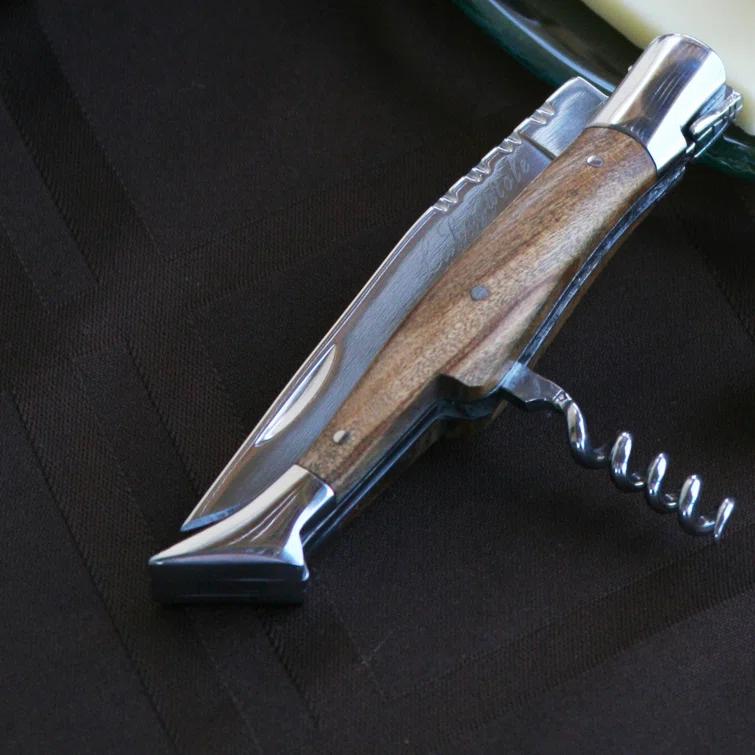 French Home French Home Laguiole Connoisseur Olive Wood Pocket Knife with Cork Screw