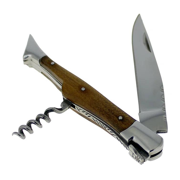 French Home French Home Laguiole Connoisseur Olive Wood Pocket Knife with Cork Screw