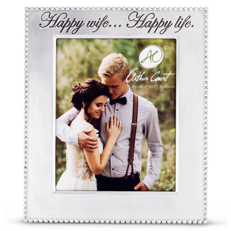 Arthur Court Designs Gray Metal Beaded Picture Frame