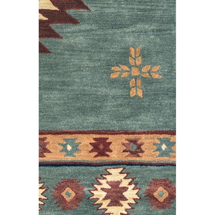 Tyngsborough Southwestern Handmade Tufted Wool Gray Area Rug