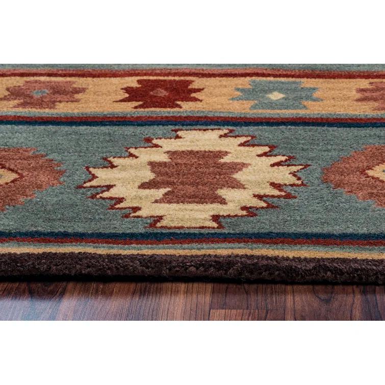 Tyngsborough Southwestern Handmade Tufted Wool Gray Area Rug