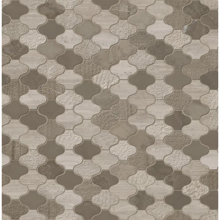 Arctic Storm Arabesque Marble Mosaic Tile in Gray
