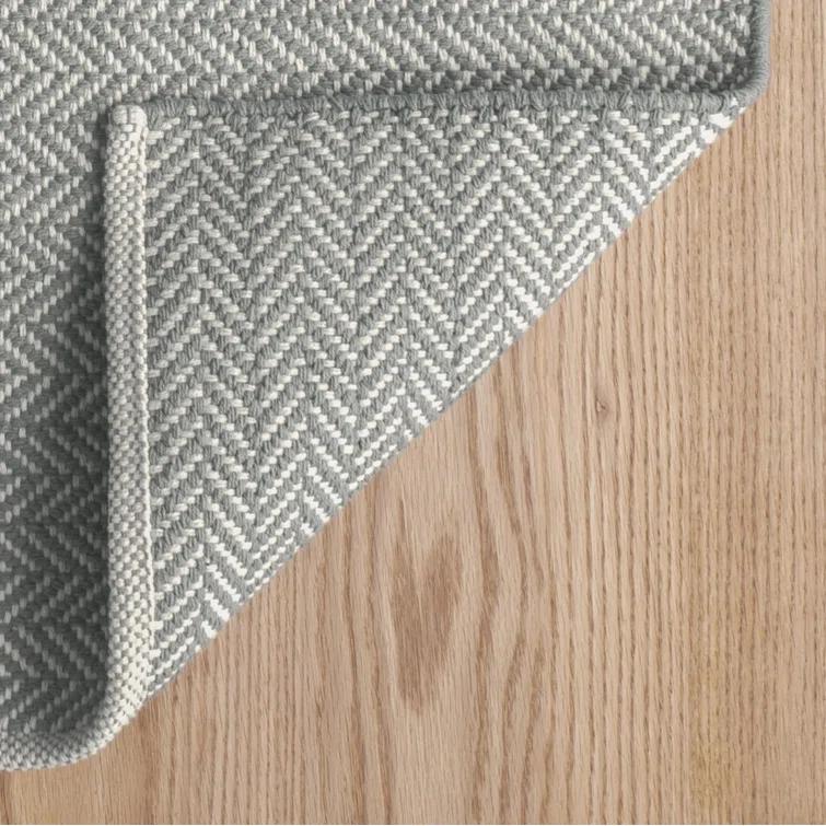 Herringbone Swedish Blue Handwoven Cotton Rug