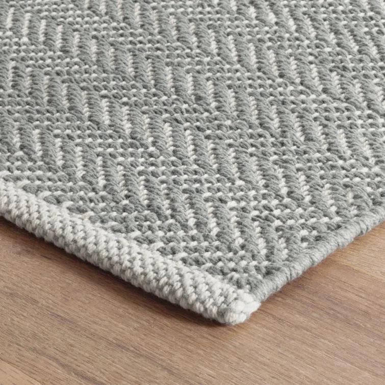 Herringbone Swedish Blue Handwoven Cotton Rug