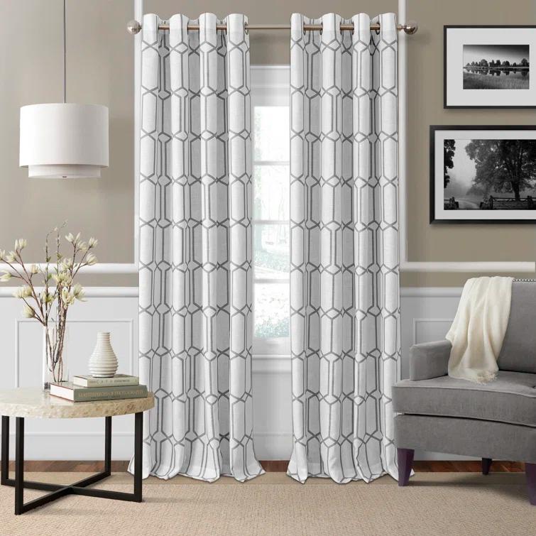 Albesa Geometric Room Darkening Thermal Grommet Single Curtain Panel