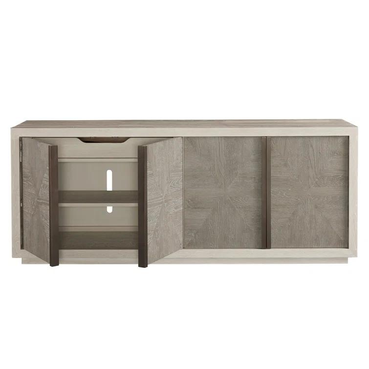 Contemporary Brinkley 80'' Gray-Brown Credenza with Adjustable Shelves