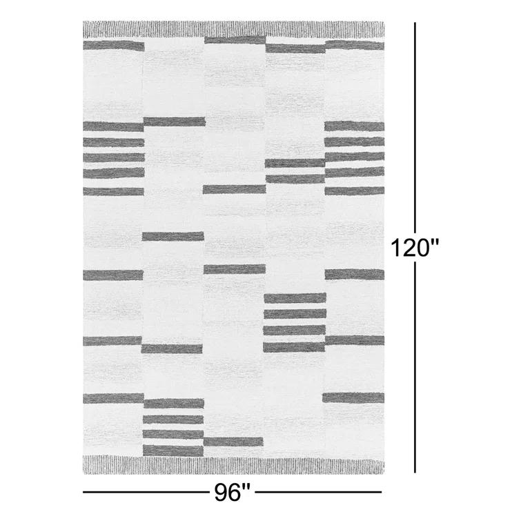 Uptown Striped Handmade Tufted Wool Cream/Black Area Rug