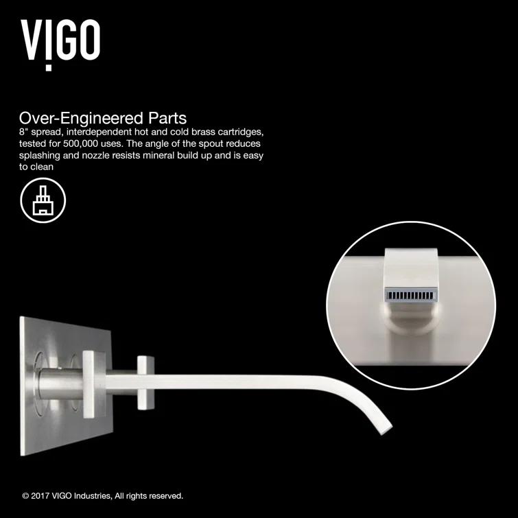 Titus 3" H Two Handle WaterSense Wall Mount Bathroom Faucet