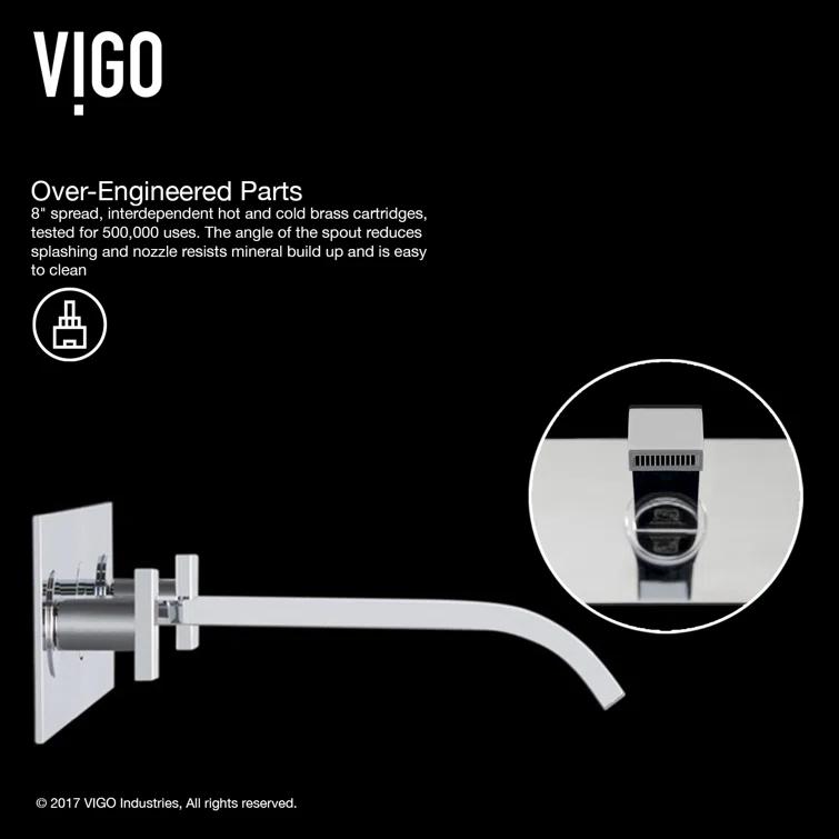 Titus 3" H Two Handle WaterSense Wall Mount Bathroom Faucet