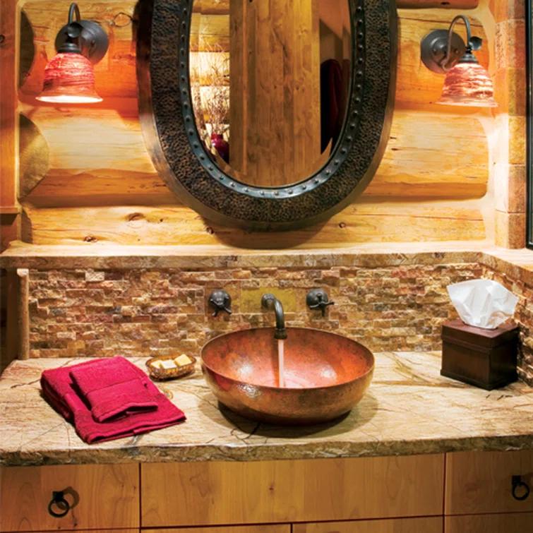 Tempered Copper Metal Circular Vessel Bathroom Sink
