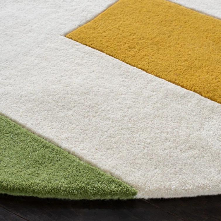 Tripoli Handmade Wool Ivory/Black/Pink Rug