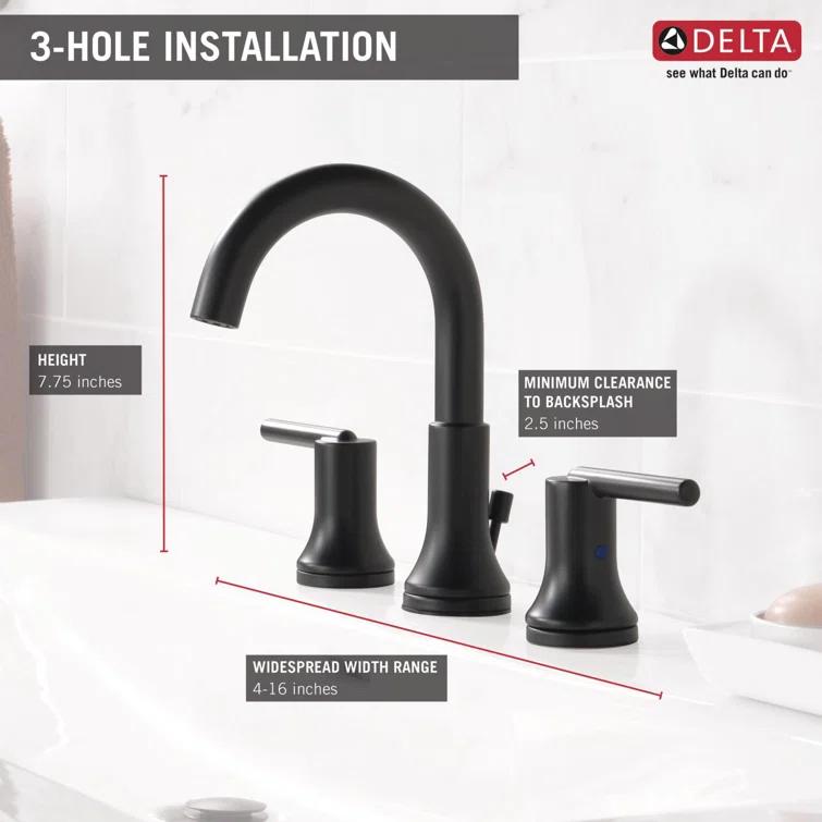 Trinsic Widespread Bathroom Faucet 3 Hole, 2-handle Bathroom Sink Faucet with Drain Assembly