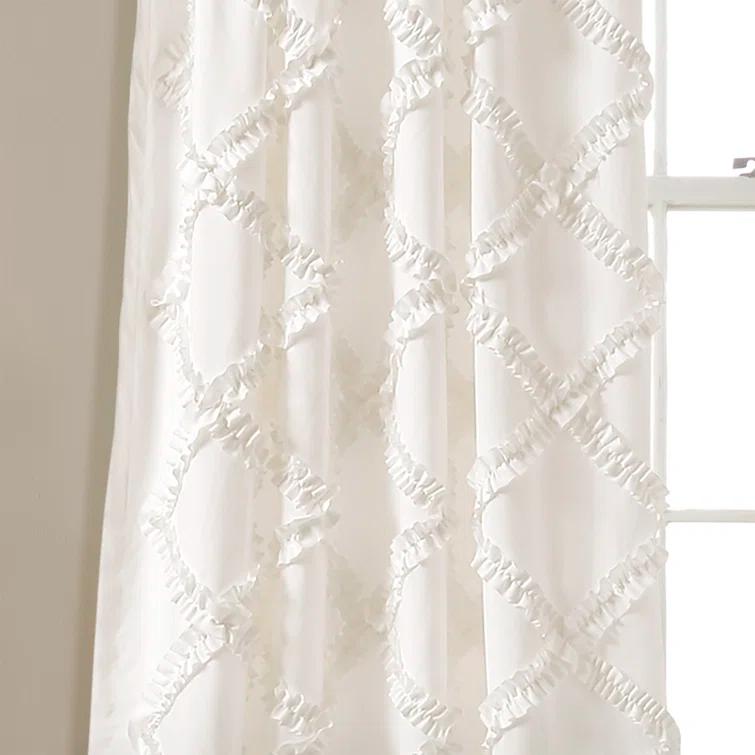 Lush Decor Ruffle Diamond Geometric Semi-Sheer Thermal Indoor Single Curtain Panel (Set of 2)