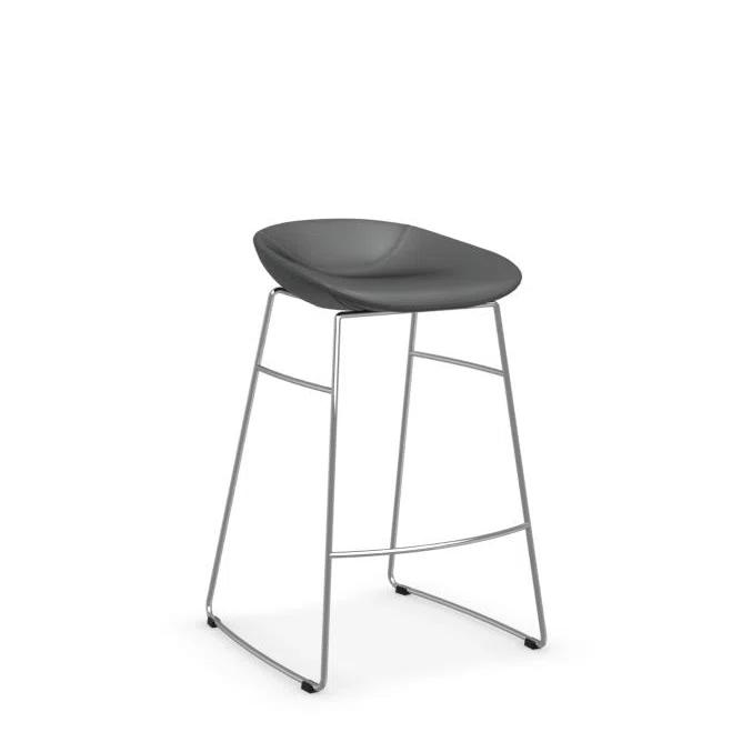 Palm Upholstered Backless Stool with Metal Frame