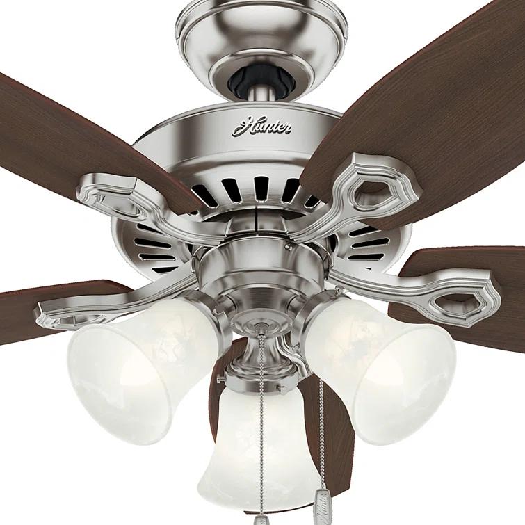 Hunter Fan 42" Builder 5 - Blade Standard Ceiling Fan with Pull Chain and Light Kit Included