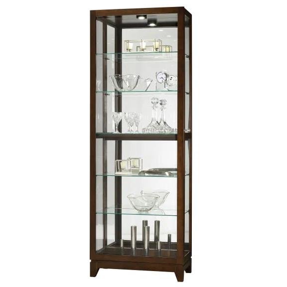 Espresso Lighted Glass Curio Cabinet with Adjustable Shelves
