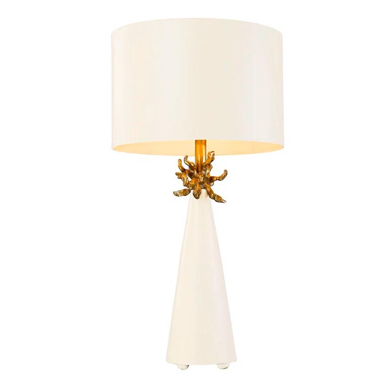 Lucas McKearn Neo Contemporary Metal Table Lamp with Gold Accents in White