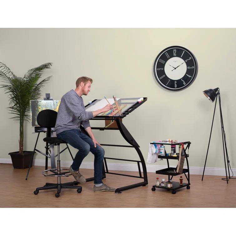 Inbox Zero Cournoyer Glass Drafting Table