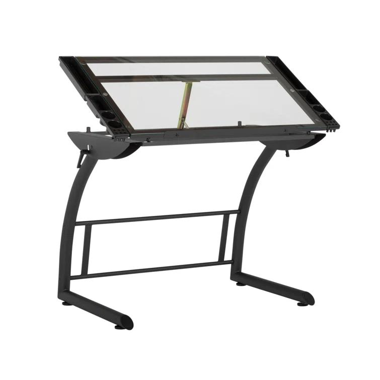 Inbox Zero Cournoyer Glass Drafting Table
